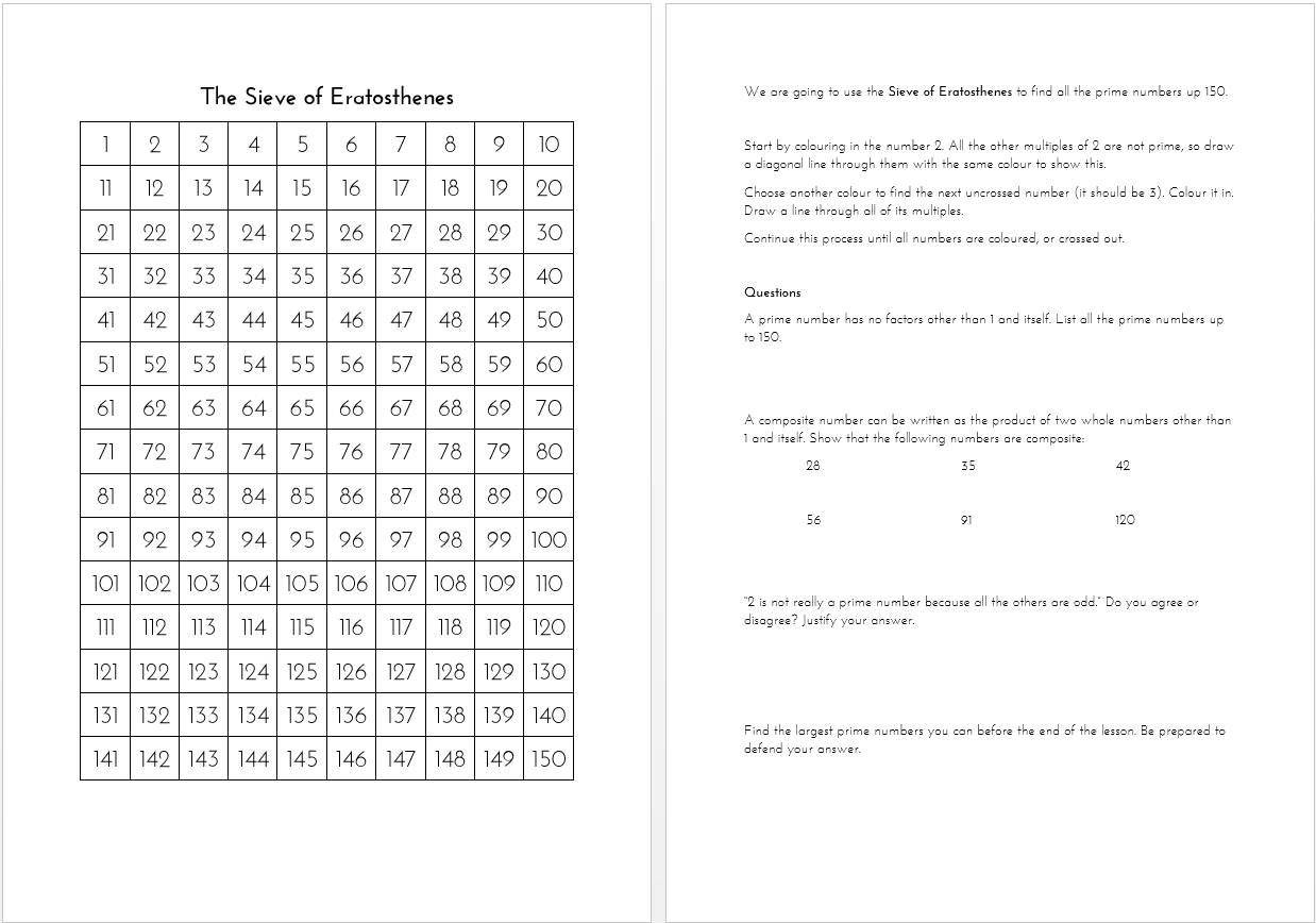 Eratosthenes worksheet